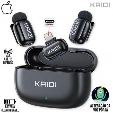 Microfone Lapela sem Fio Duplo Lightning KMF3-A Kaidi