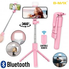 Bastão de Selfie Tripé Bluetooth BMG-40B B-Max - Rosa