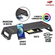 Base para Monitor RGB BM-L100BK C3 Tech - Preto