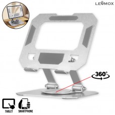 Suporte Tablet Celular e Notebook Giratório LEY-2385 Lehmox - Prata