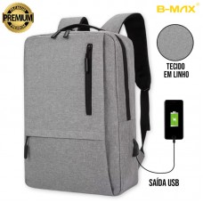 Mochila de Notebook Linho Slim BM-B595 B-MAX - Cinza Claro
