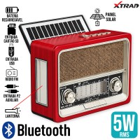 Caixa de Som Bluetooth Retrô XDG-71 Xtrad - Vermelha