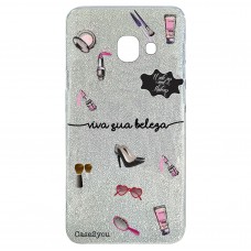 Capa para Samsung Galaxy J6 Plus Case2you - Viva Sua Beleza Gliter Prata Capa para Samsung Galaxy J6 Plus Case2you - Viva Sua Beleza Gliter Prata