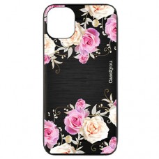 Capa para iPhone 11 Pro Max Case2you - Escovada Preta Rosas Capa para iPhone 11 Pro Max Case2you - Escovada Preta Rosas