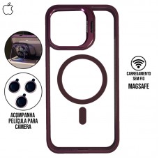Capa iPhone 12 Pro Max - Metal Stand Magsafe Dark Pink
