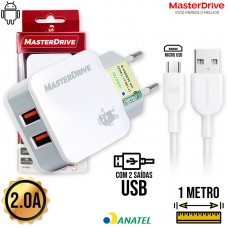 Kit Carregador 2 USB + Cabo V8 1m M018 Master Drive