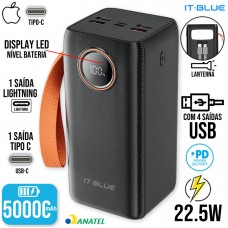 Carregador Power Bank 50000mAh PD22.5W MAX-0573 It Blue - Preto Carregador Power Bank 50000mAh PD22.5W MAX-0573 It Blue - Preto