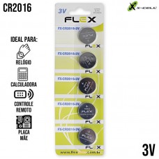 Cartela 5un Bateria Botão 3V Lítio FX-CR2016 X-Cell