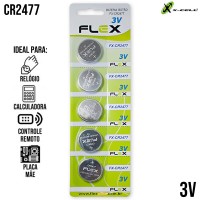Cartela 5un Bateria Botão 3V Lítio FX-CR2477 X-Cell