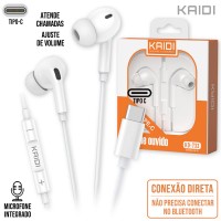 Fone Tipo C KD-733 Kaidi - Branco