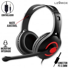 Headset Gamer P3 LEF-1051 Lehmox - Vermelho