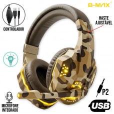 Headset Gamer P2 USB Camuflado BM-218 B-Max - Deserto