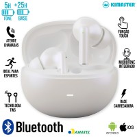 Fone Bluetooth TWS370 Kimaster - Bege