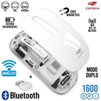 Mouse sem Fio Modo Duplo 1600Dpi M-BT100WH C3 Tech - Branco