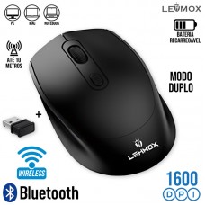 Mouse sem Fio Modo Duplo 1600Dpi LEY-172A Lehmox - Preto