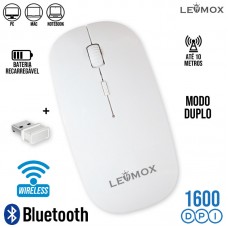Mouse sem Fio Modo Duplo 1600Dpi LEY-181A Lehmox - Branco
