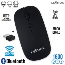 Mouse sem Fio Modo Duplo 1600Dpi LEY-181A Lehmox - Preto
