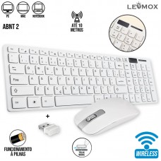 Kit Teclado + Mouse sem Fio LEY-171 Lehmox - Branco Kit Teclado + Mouse sem Fio LEY-171 Lehmox - Branco