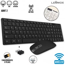 Kit Teclado + Mouse sem Fio LEY-171 Lehmox - Preto