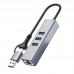 Hub Tipo C 3.0 com 4 Portas HU-LAN1000GY C3 Tech Hub Tipo C 3.0 com 4 Portas HU-LAN1000GY C3 Tech