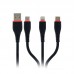 Cabo USB 3 em 1 Lightning Tipo C e Micro USB 1m KD-30 Kaidi Cabo USB 3 em 1 Lightning Tipo C e Micro USB 1m KD-30 Kaidi